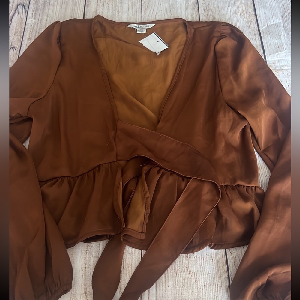 American eagle satin tie shirt size small NWT